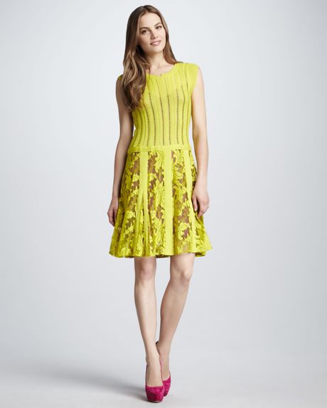 Nanette Lepore Enchanting Yellow Lace Dress in Yellow (chartreuse) | Lyst