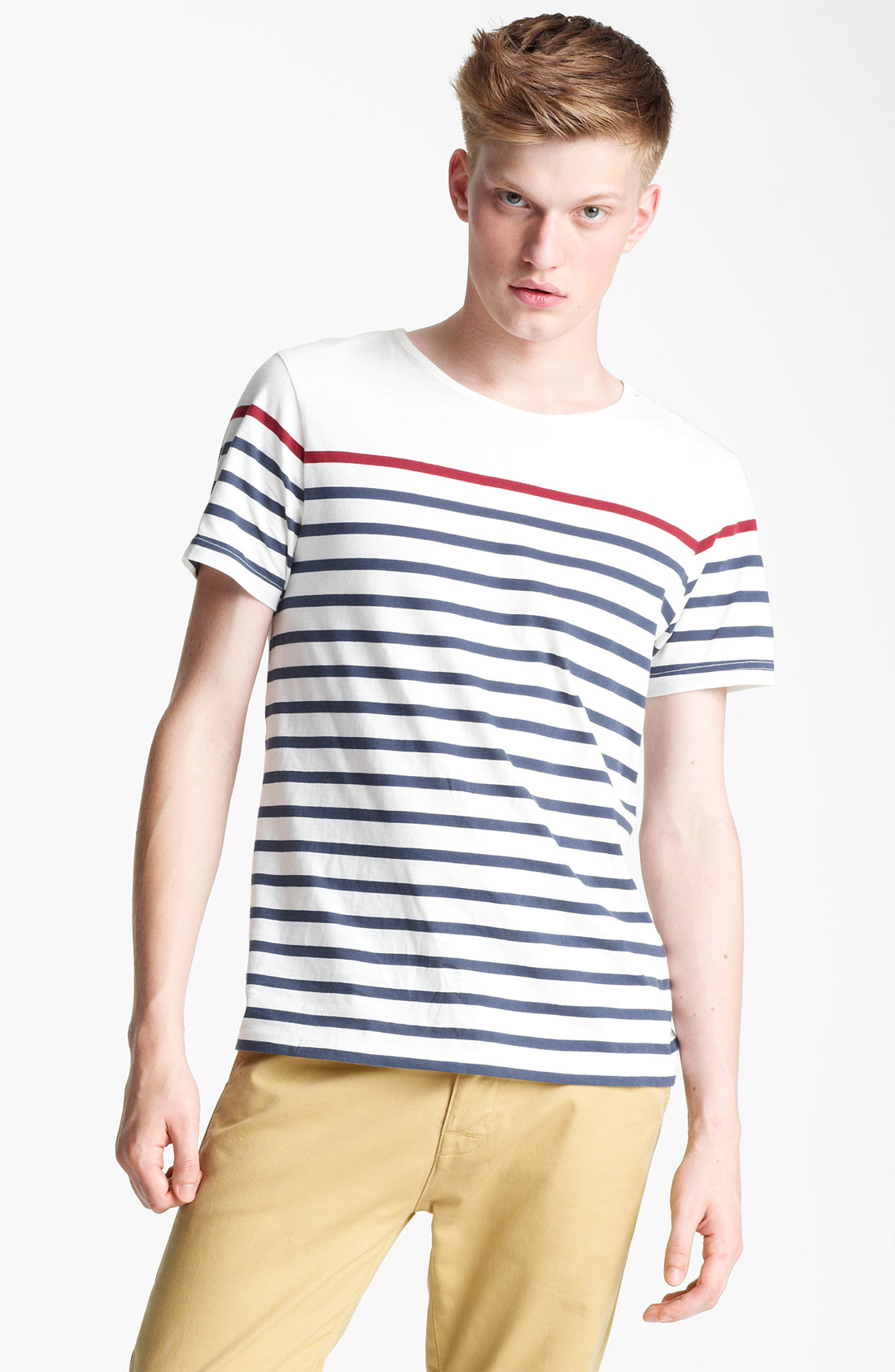 Topman Breton Stripe T-Shirt in White for Men (off white) | Lyst