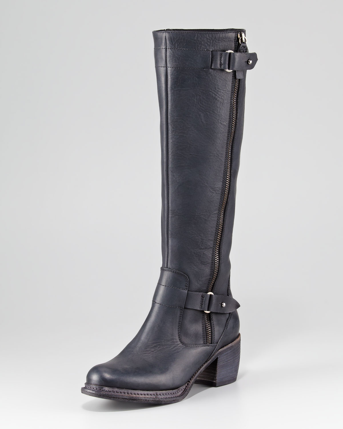 Vera Wang Lavender Nessa Oiled Leather Knee Boot in Black | Lyst