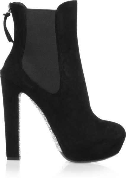 Miu Miu Glittersoled Suede Ankle Boots in Black | Lyst