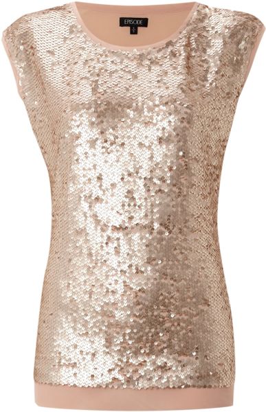Episode Sequin Shell Top in Gold (blush) | Lyst