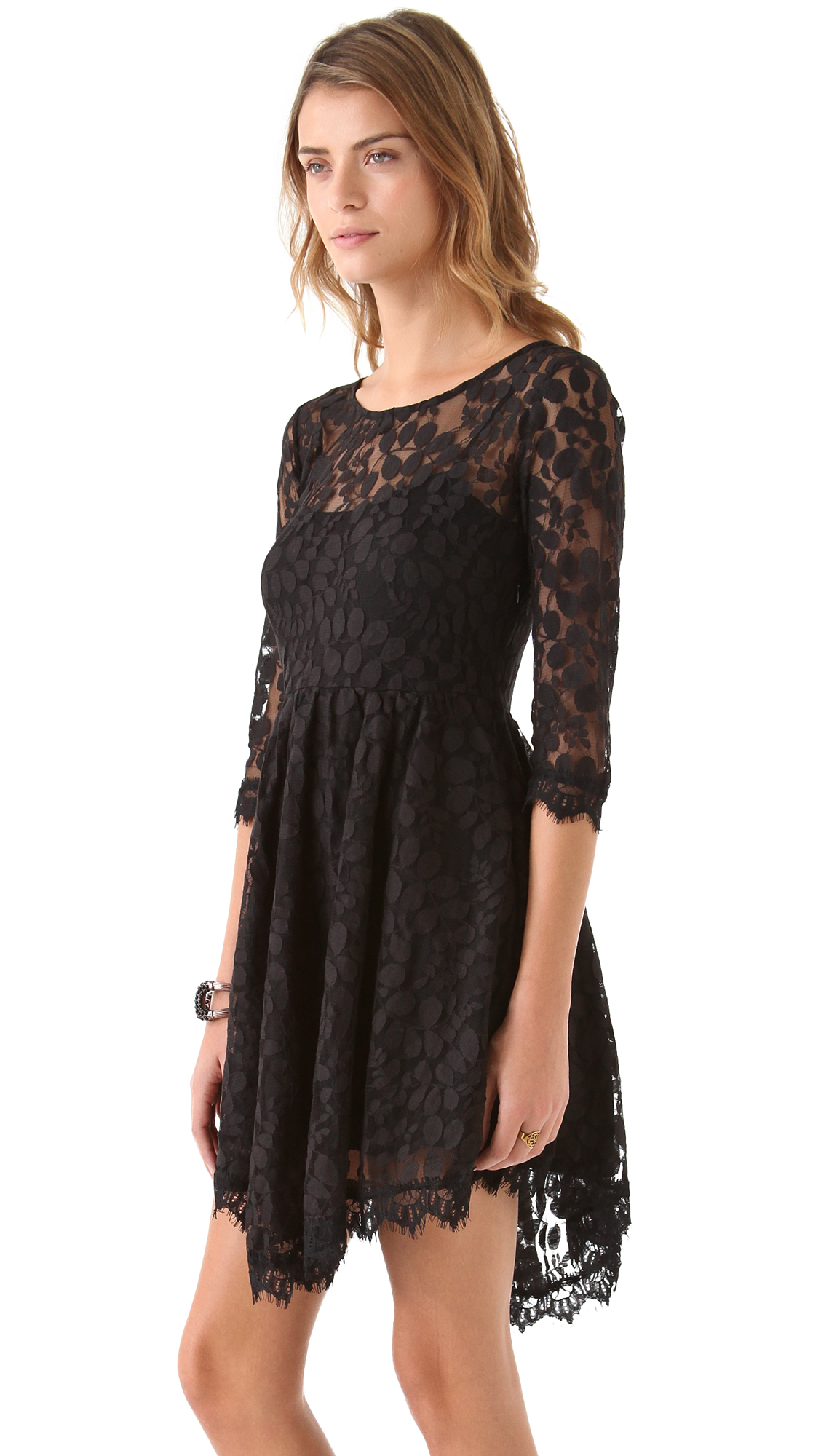 Free people Floral Mesh Lace Dress in Pink (Desert Flower 