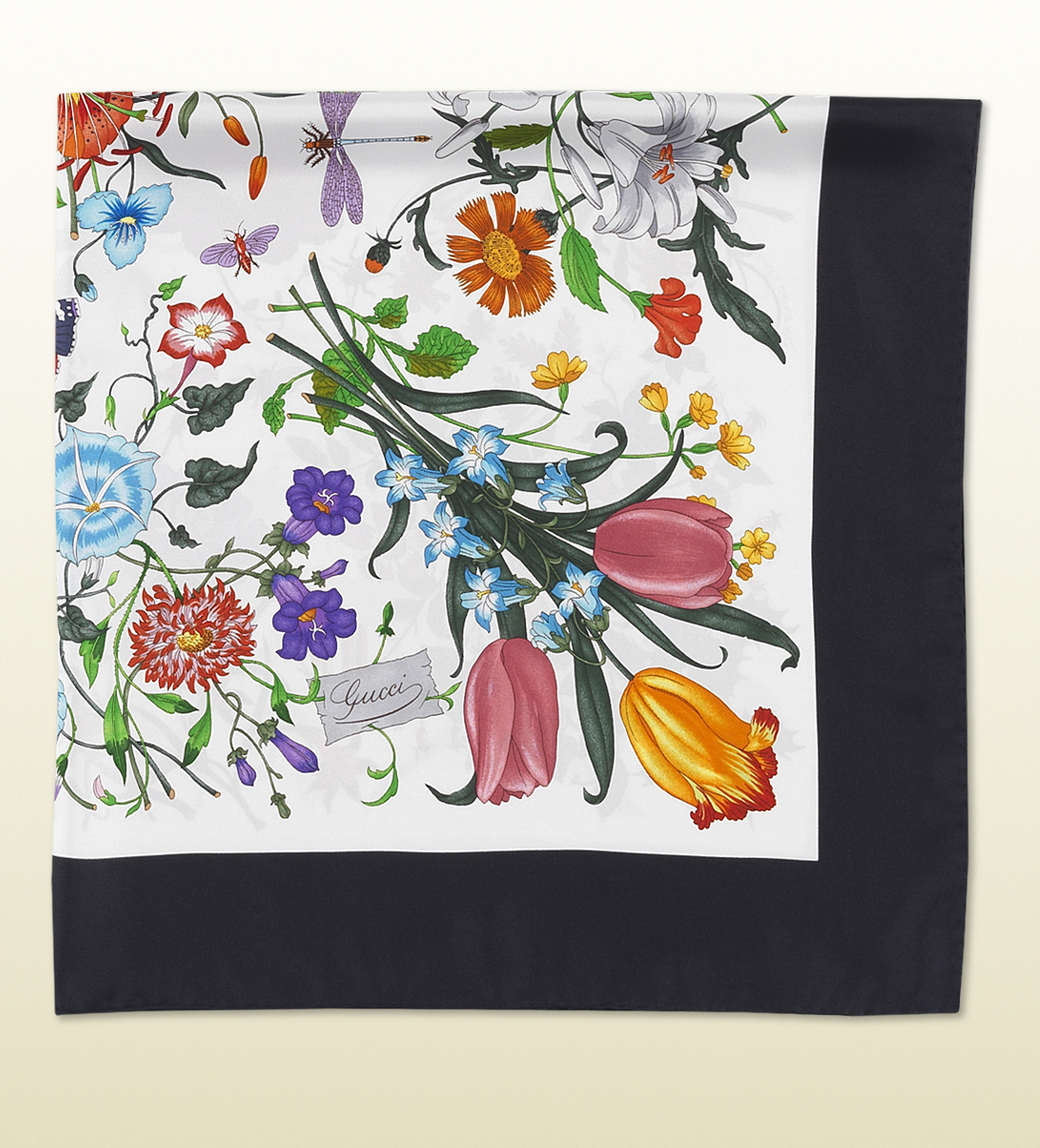 Gucci Flora Silk Printed Foulard in White | Lyst