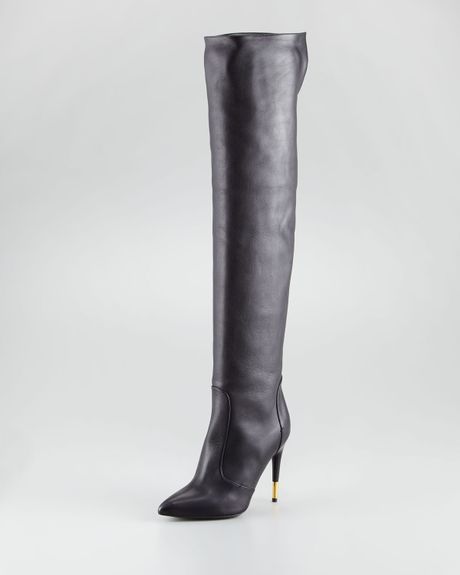 Tom ford zipper-heel over-the-knee leather boot #10