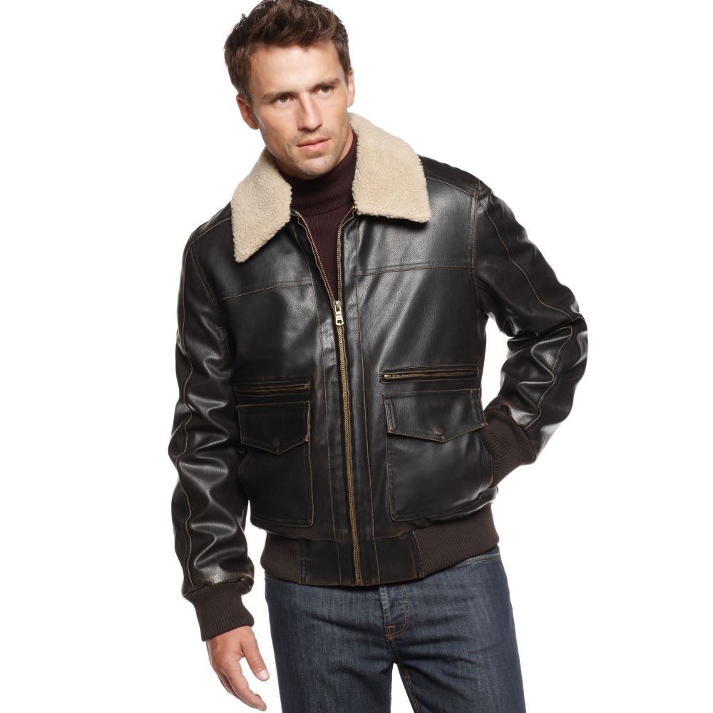 Lyst Tommy Hilfiger Fauxleather Aviator Er Jacket In Brown For Men Gallery