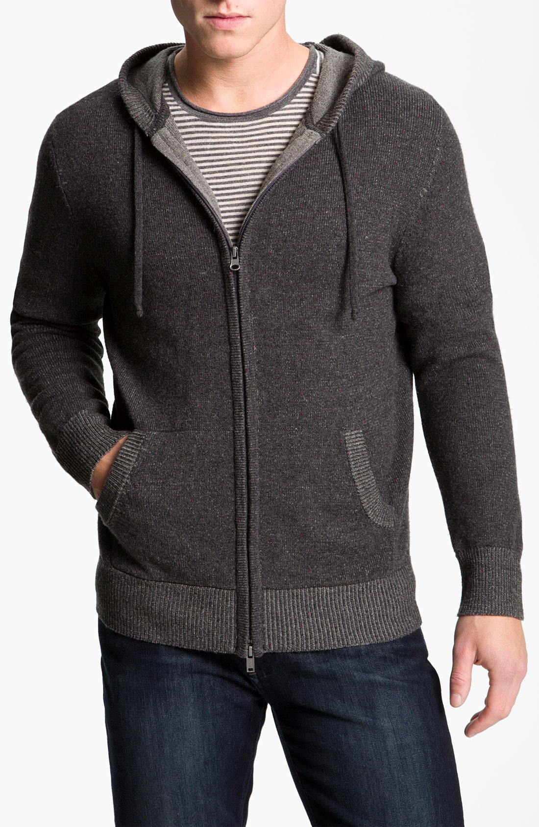 Vince Wool Cashmere Knit Hooded Sweater in Gray for Men (heather carbon ...