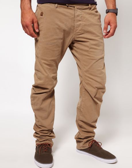 G-star Raw Chinos Tapered Fit Omega Arc in Beige for Men | Lyst