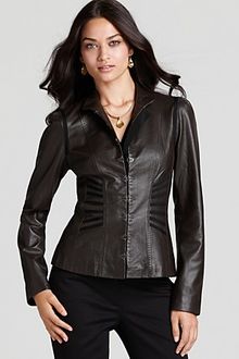 Bcbgmaxazria Toffee Faux Leather Drea Long Sleeve Jacket in Brown ...