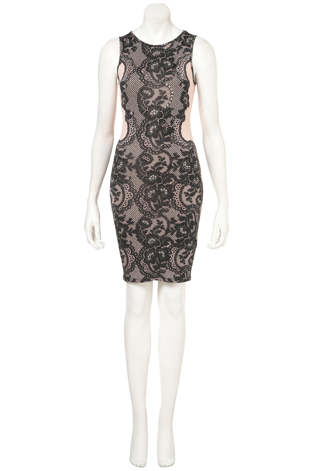 Lyst - Topshop Lace and Gem Bodycon Dress in Purple