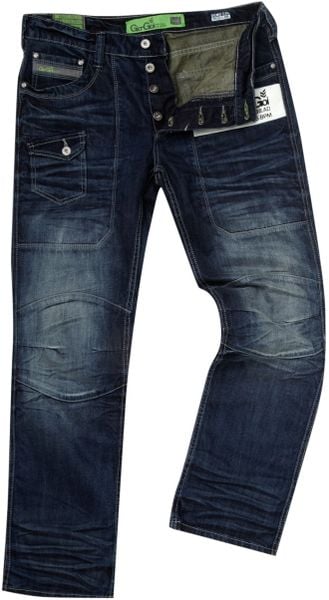 Gio Goi Demo Loose Fit Rough Washed Jeans in Blue for Men (denim) | Lyst