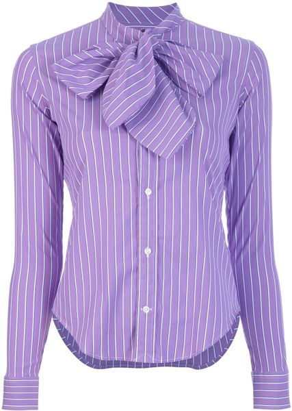 Ralph Lauren Blue Label Pussy Bow Blouse in Purple | Lyst