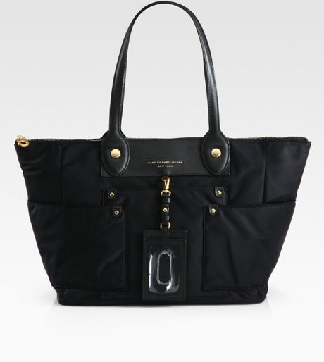 Marc By Marc Jacobs Preppy Nylon Leather Eastwest Tote Bag in Black | Lyst
