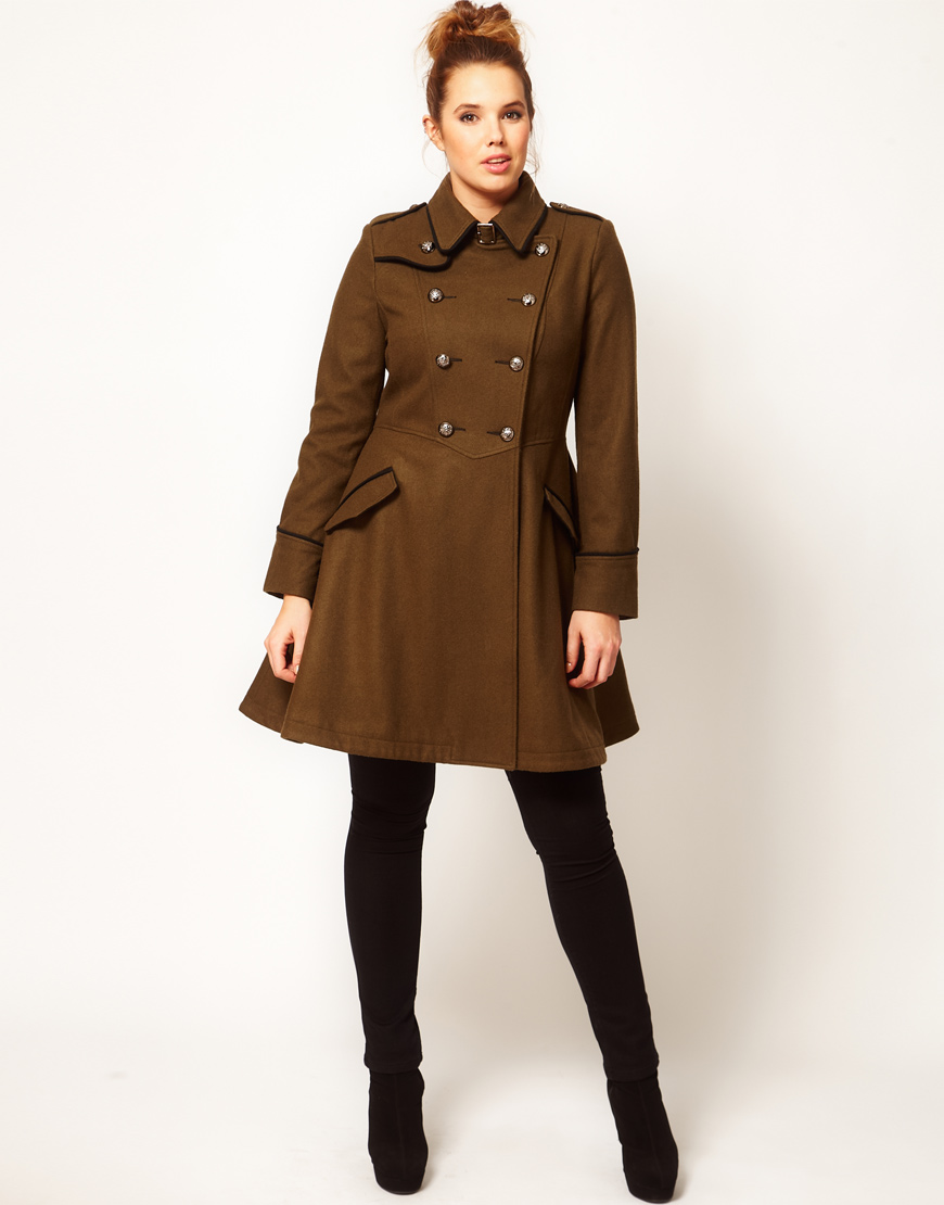 Lyst Asos Military Fit and Flare Coat in Blue