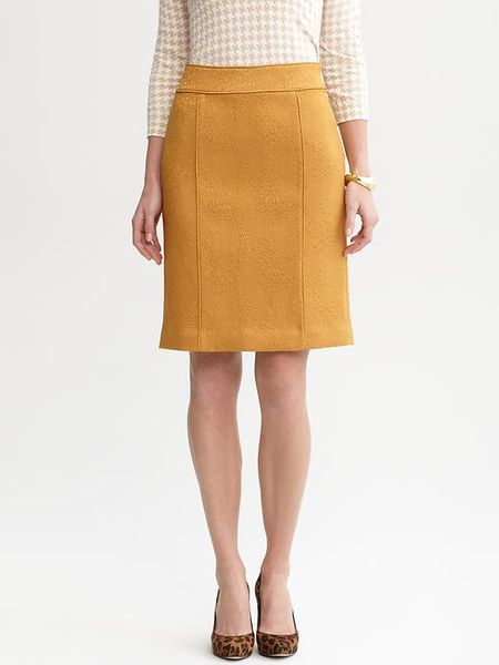 Banana Republic Solid Textured Pencil Skirt in Yellow (spicy yellow ...