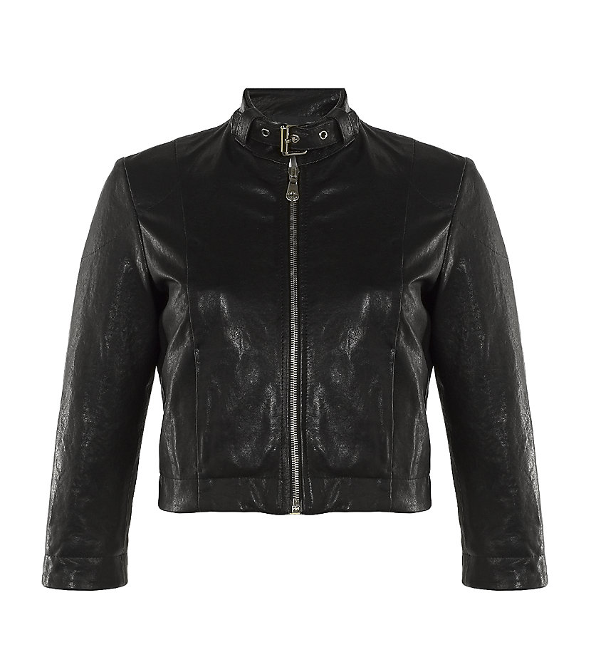 Mulberry Cropped Leather Jacket in Black | Lyst
