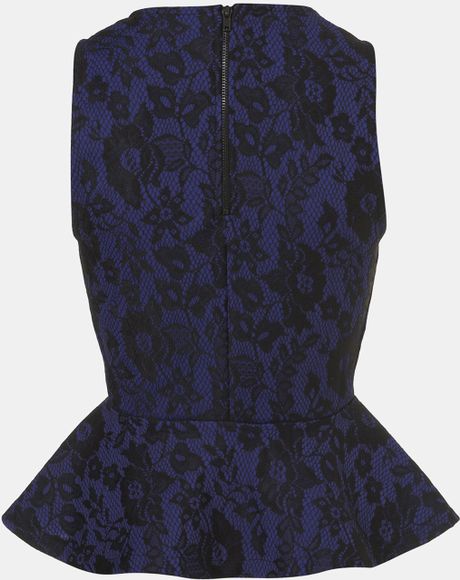 Topshop Lace Peplum Top in Purple | Lyst