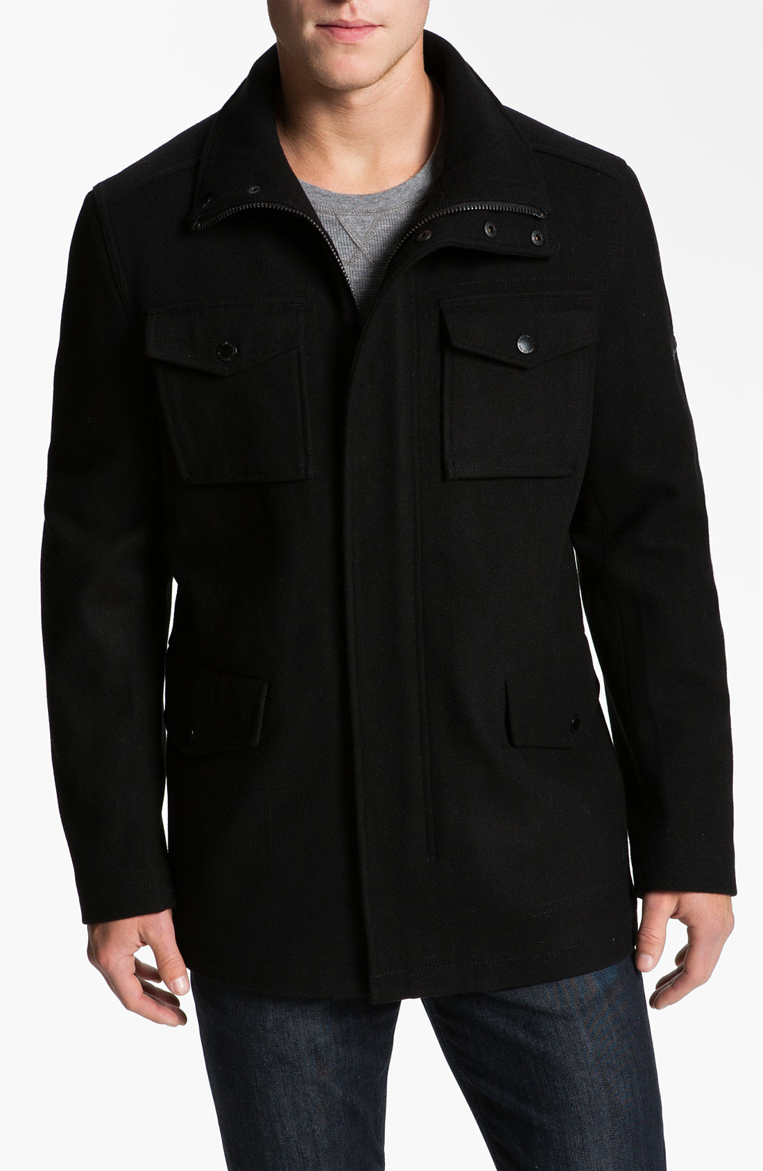 Ben sherman Melton Coat in Black for Men | Lyst