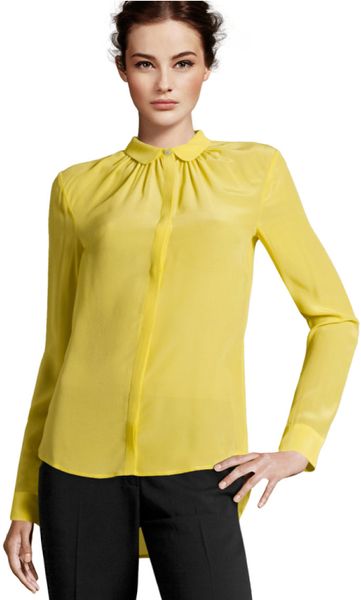 H&m Silk Blouse in Yellow | Lyst
