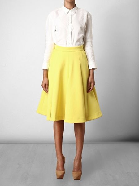 J.w. Anderson Box Pleated Neoprene Skirt in Yellow | Lyst