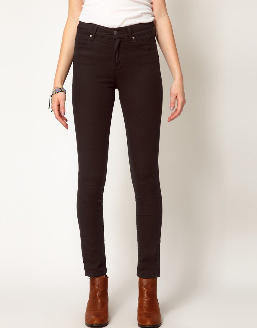 Wrangler Jess High Waist Skinny Jeans in Black - Lyst