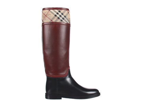 Lyst - Burberry Haymarket Check Panel Rain Boots in Red
