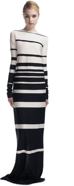 Marc Jacobs Ss Panelled Stripe Silk Jersey Dress in White (black/ivory ...