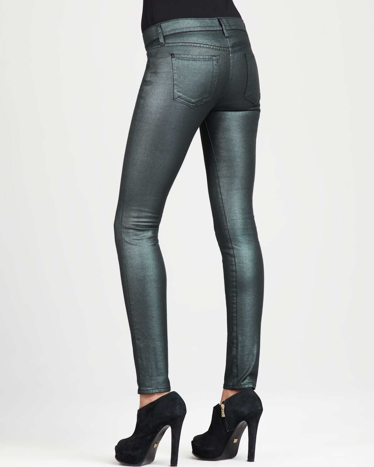 metallic skinny jeans