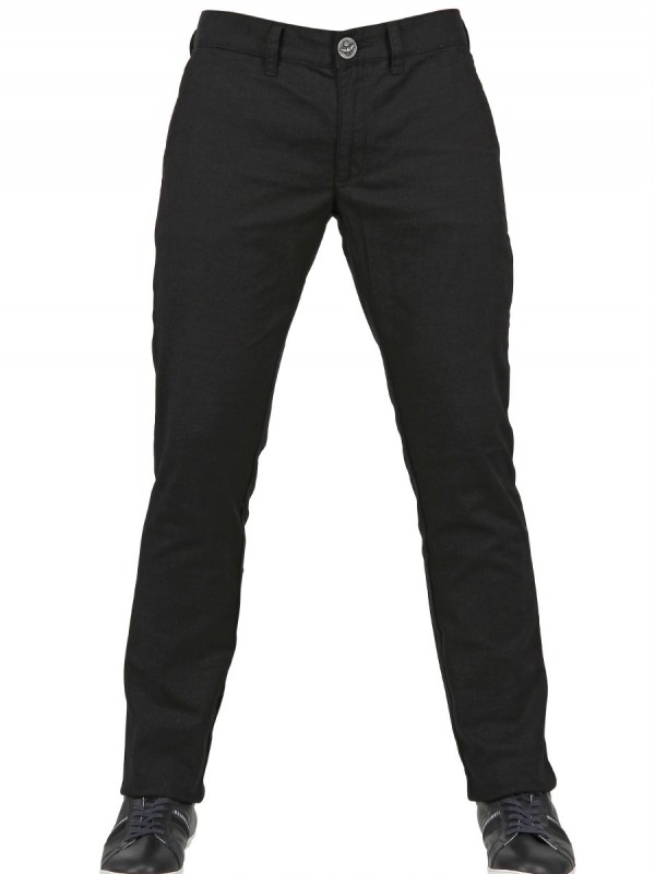 Lyst - Armani Jeans 18cm Stretch Cotton Trousers in Black for Men