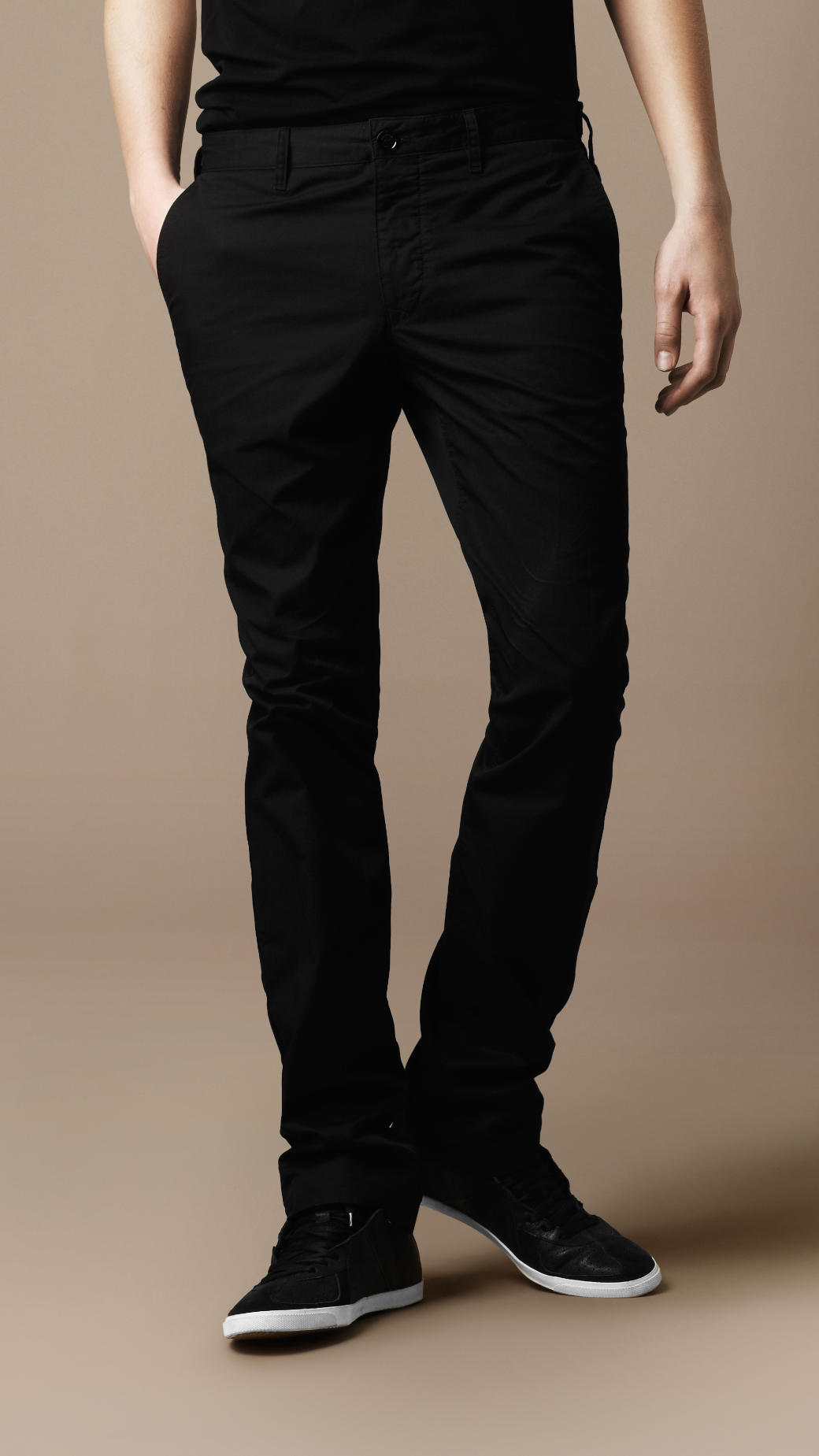 Lyst - Burberry Brit Slim Fit Cotton Chino Trousers in Black for Men