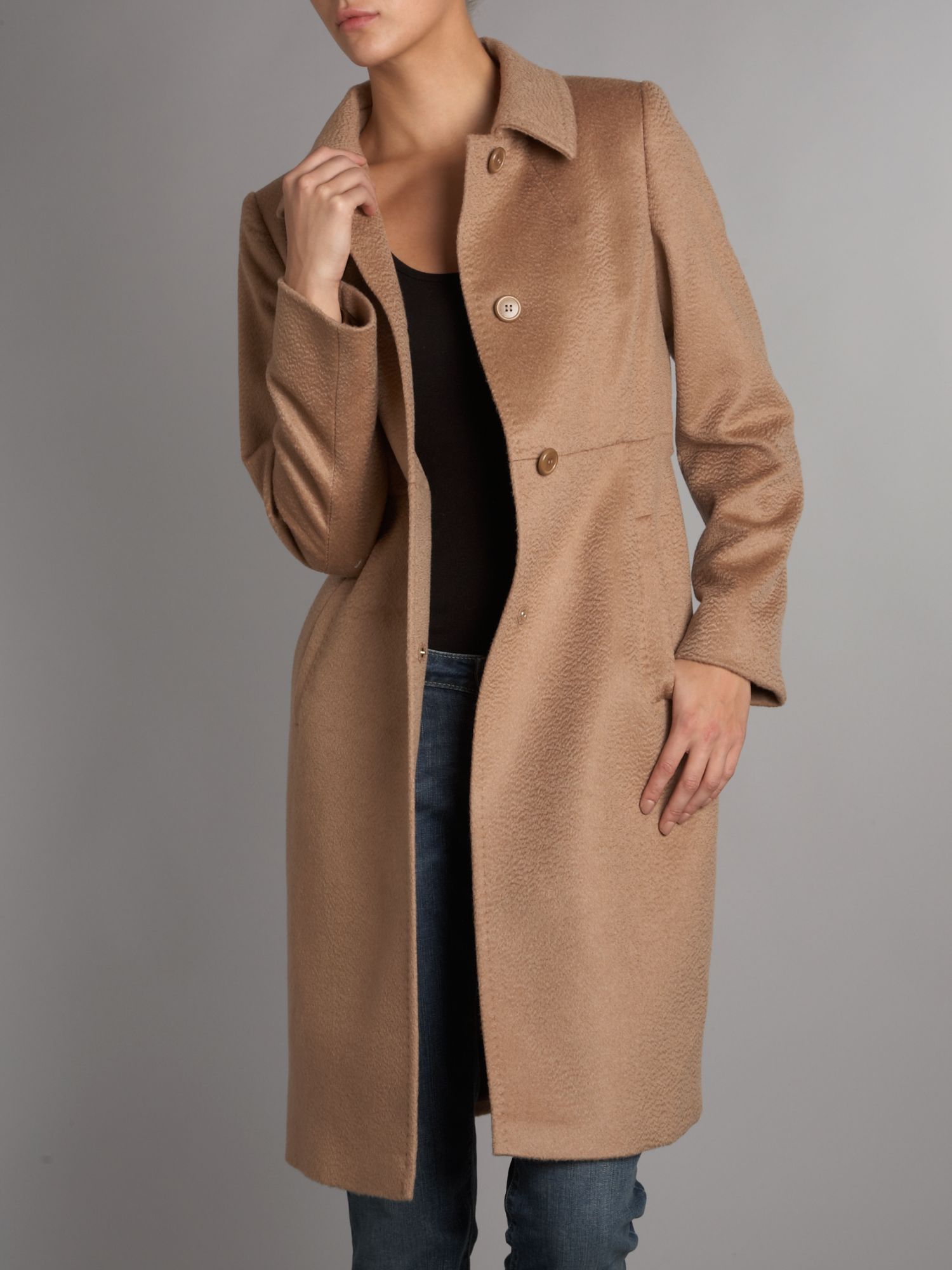 Max mara studio Cashmere and Wool Wrap Coat in Natural | Lyst