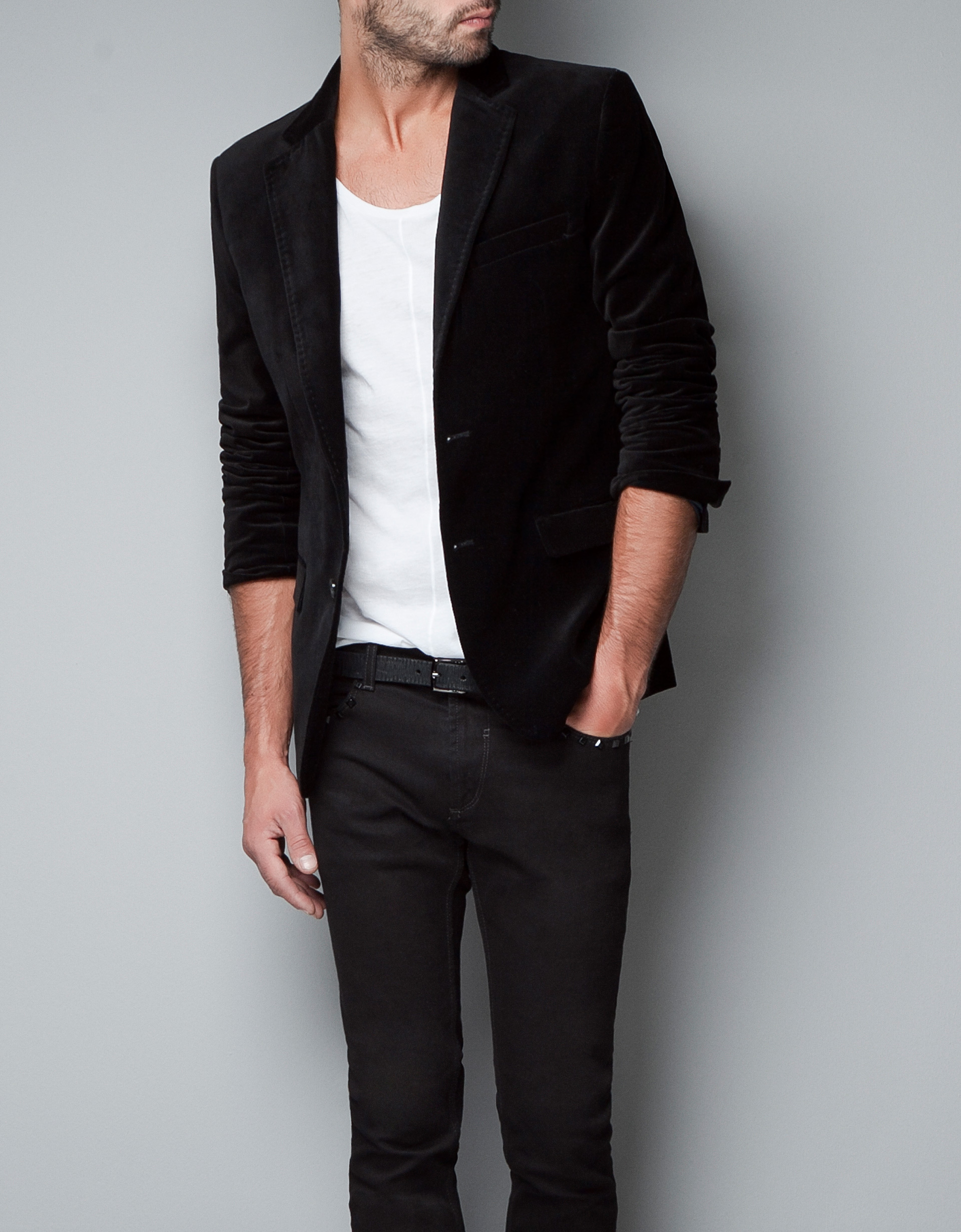Zara Velvet Blazer in Black for Men | Lyst