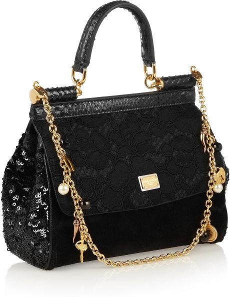Dolce & Gabbana Mini Miss Sicily Pythontrimmed Brocade Bag in Black | Lyst