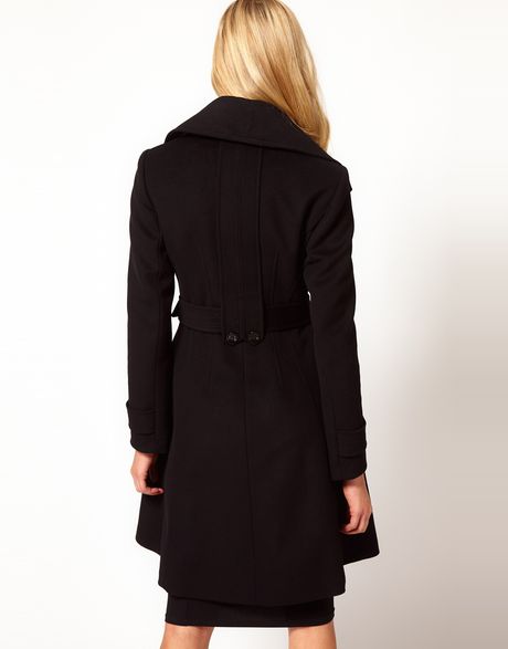 Karen Millen Classic Investment Coat with Belt in Black | Lyst
