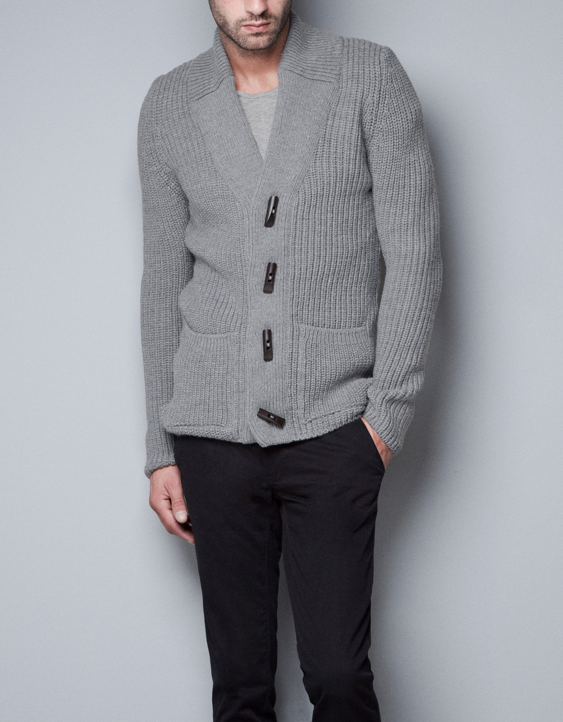Zara Cardigan with Horn Buttons in Gray for Men (grey) | Lyst