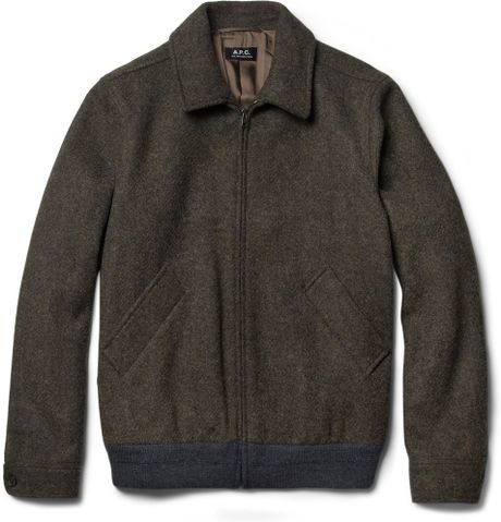 A.p.c. Wool Felt Bomber Jacket in Gray for Men | Lyst