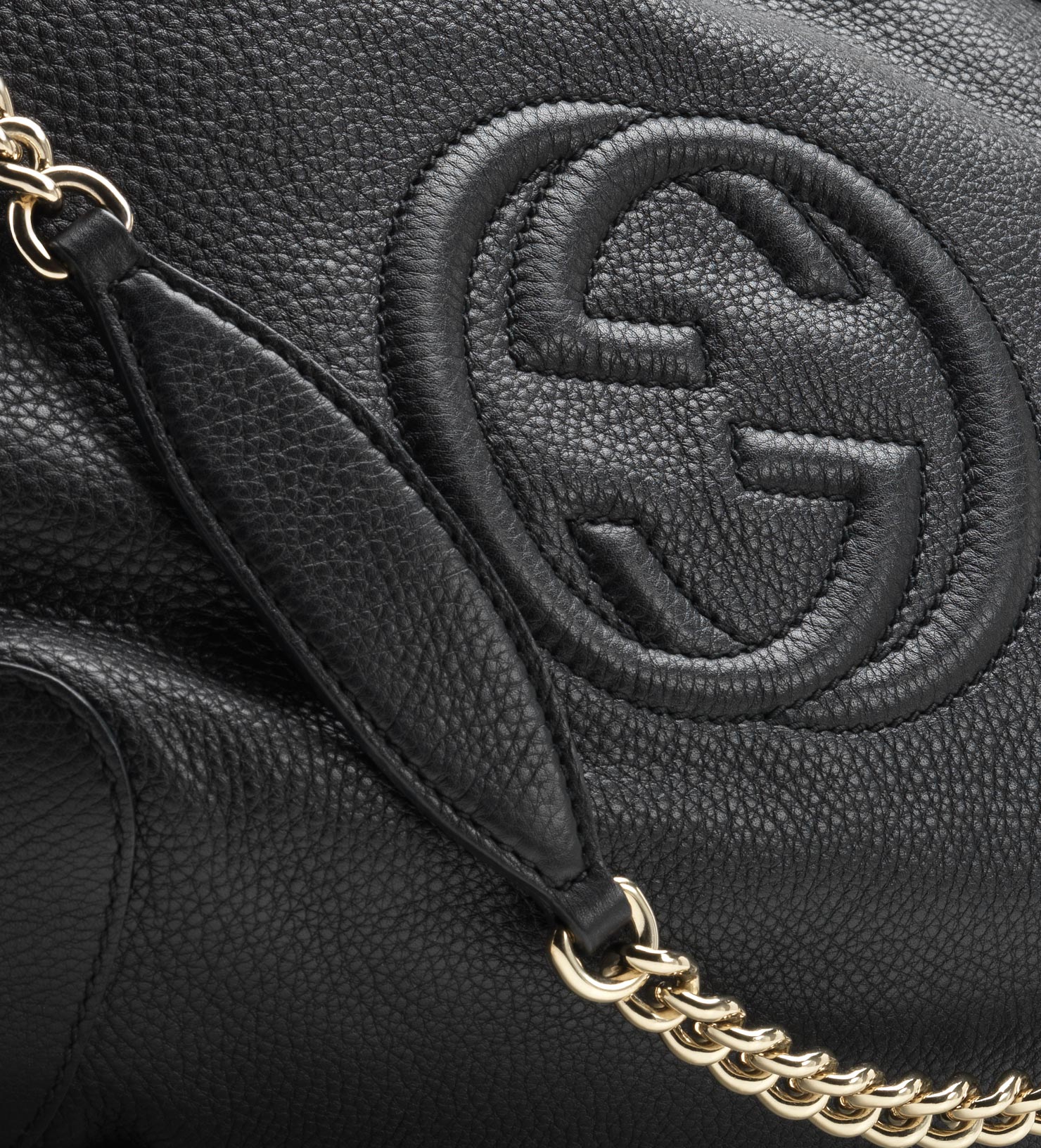 Lyst - Gucci Soho Black Leather Shoulder Bag with Chain Strap in Black