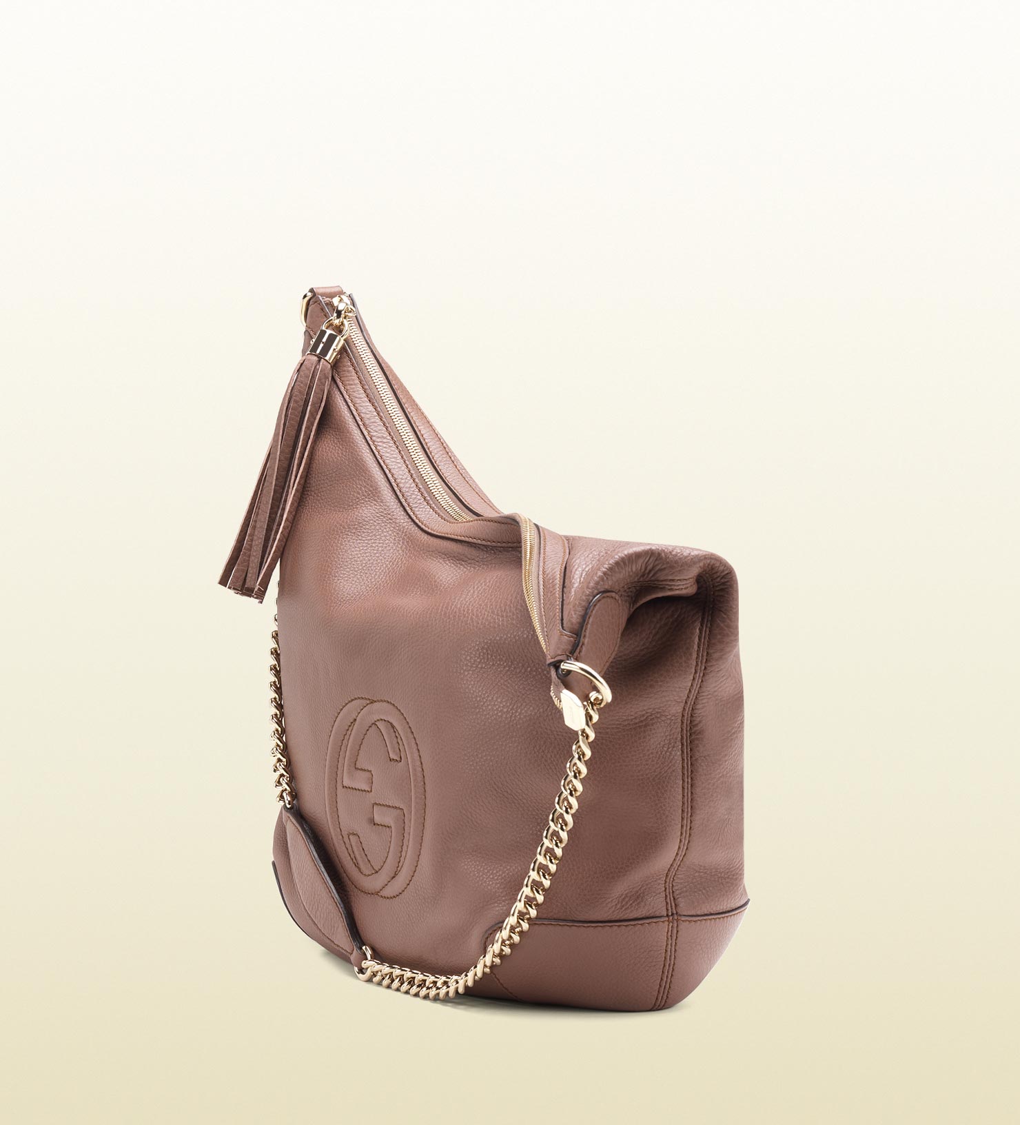 Lyst - Gucci Soho Pink Tan Leather Shoulder Bag with Chain Strap in Pink