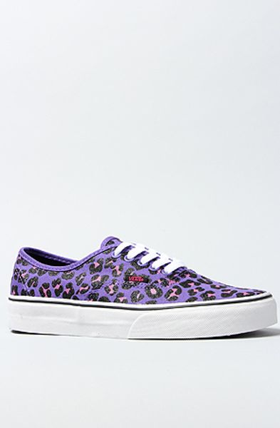 Vans The Authentic Sneaker in Purple and Magenta Cheetah Glitter in ...