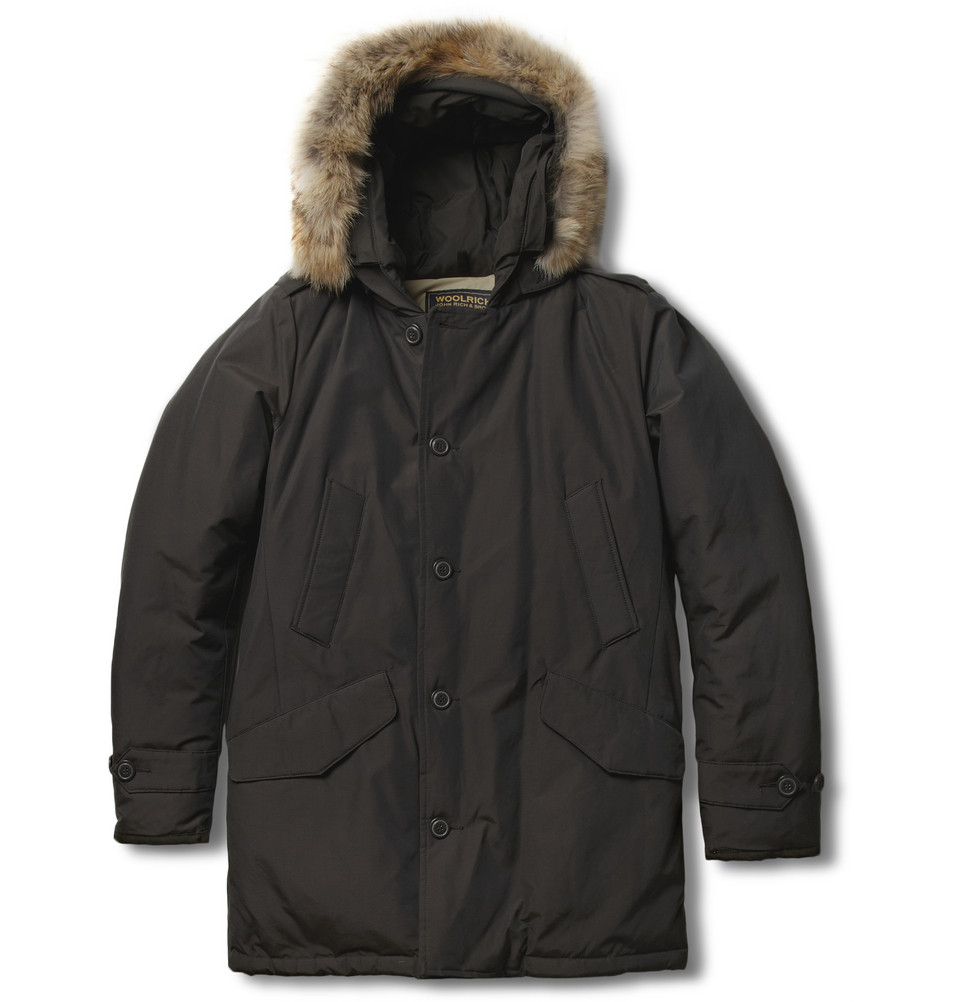 Woolrich Polar Coyote Trimmed Down Filled Parka Jacket in Green for Men ...