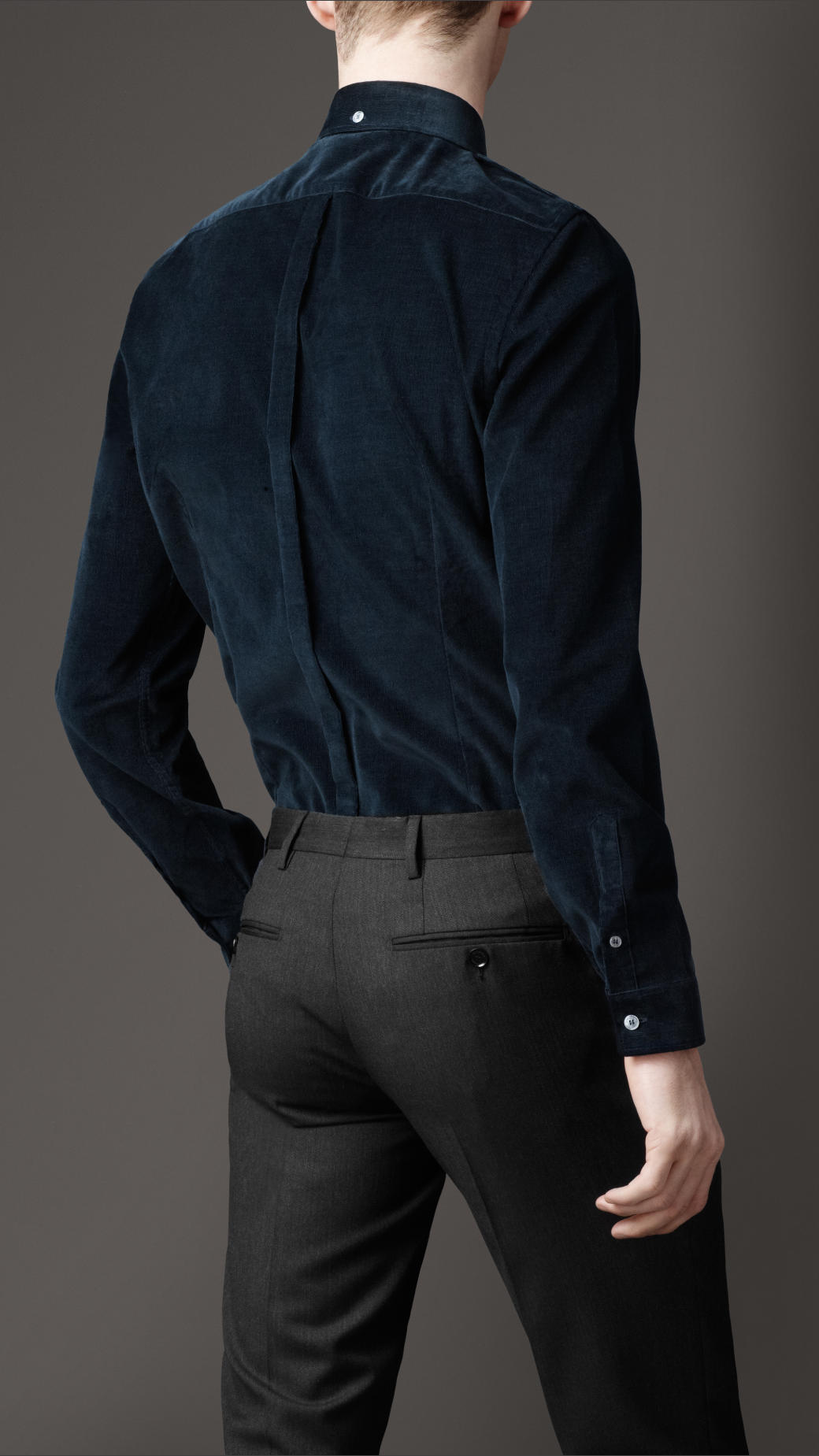 Burberry Slim Fit Velvet Utility Shirt in Blue for Men | Lyst