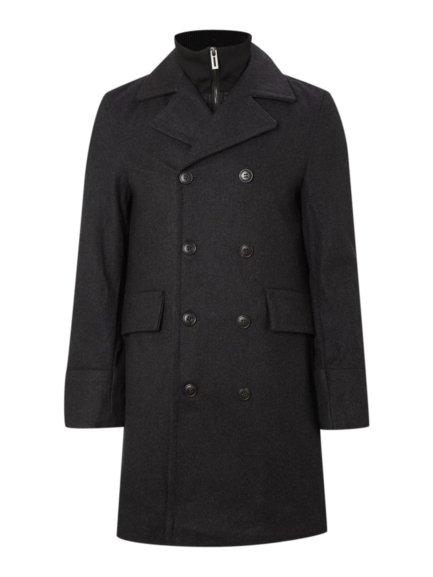 Linea Wool Greatcoat with Zip Out Funnel in Gray for Men (charcoal) | Lyst