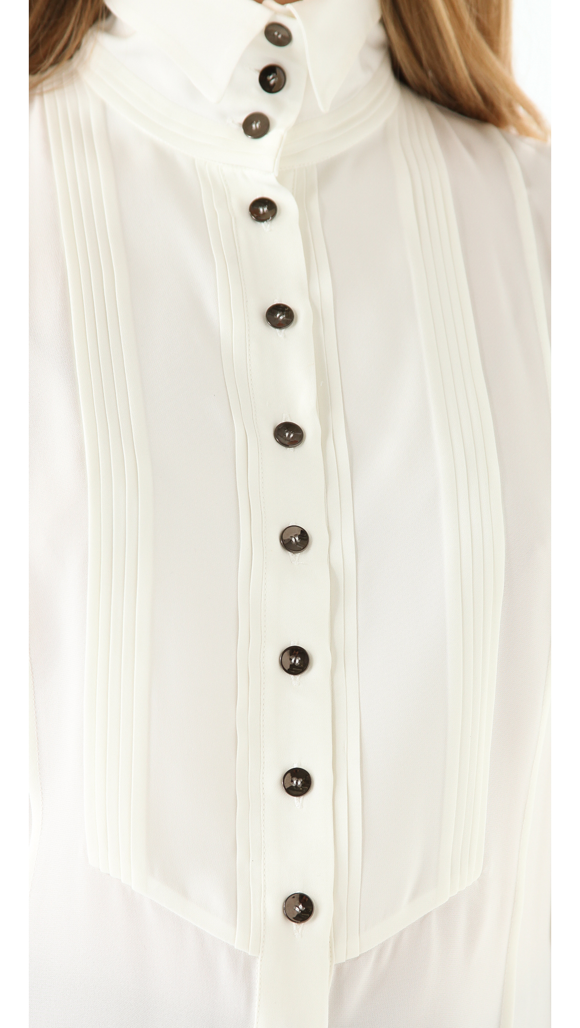 Viktor & Rolf High Collar Tuxedo Blouse in White - Lyst
