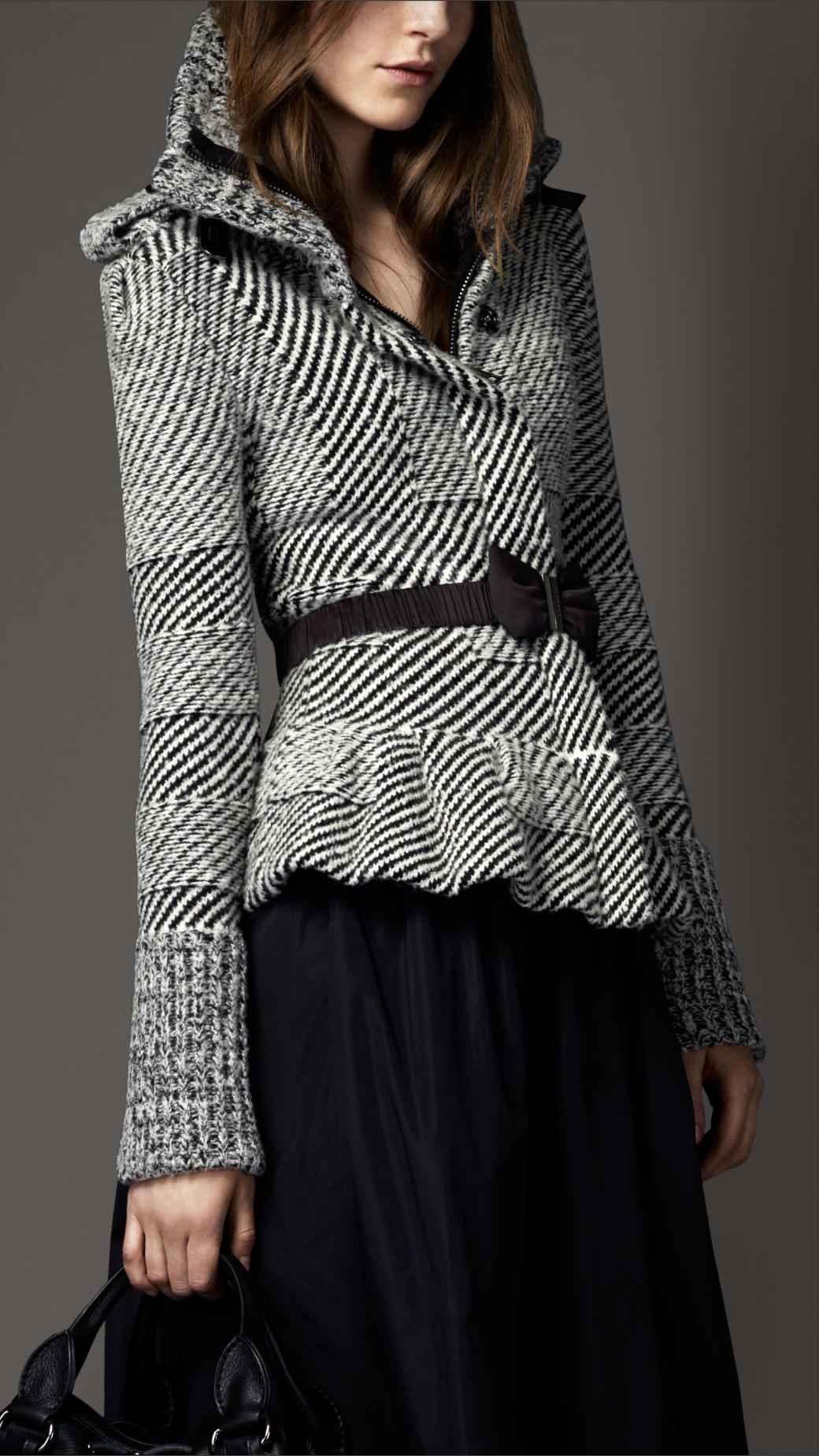 Lyst iBurberryi Wool Cashmere Peplum iJacketi in Gray