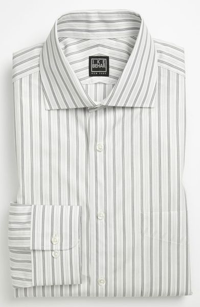 Ike Behar Regular Fit Dress Shirt in White for Men (white/ black stripe ...