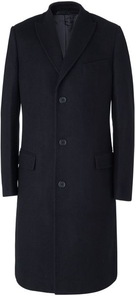 Jaeger Single Breasted Herringbone Overcoat in Blue for Men (navy) | Lyst