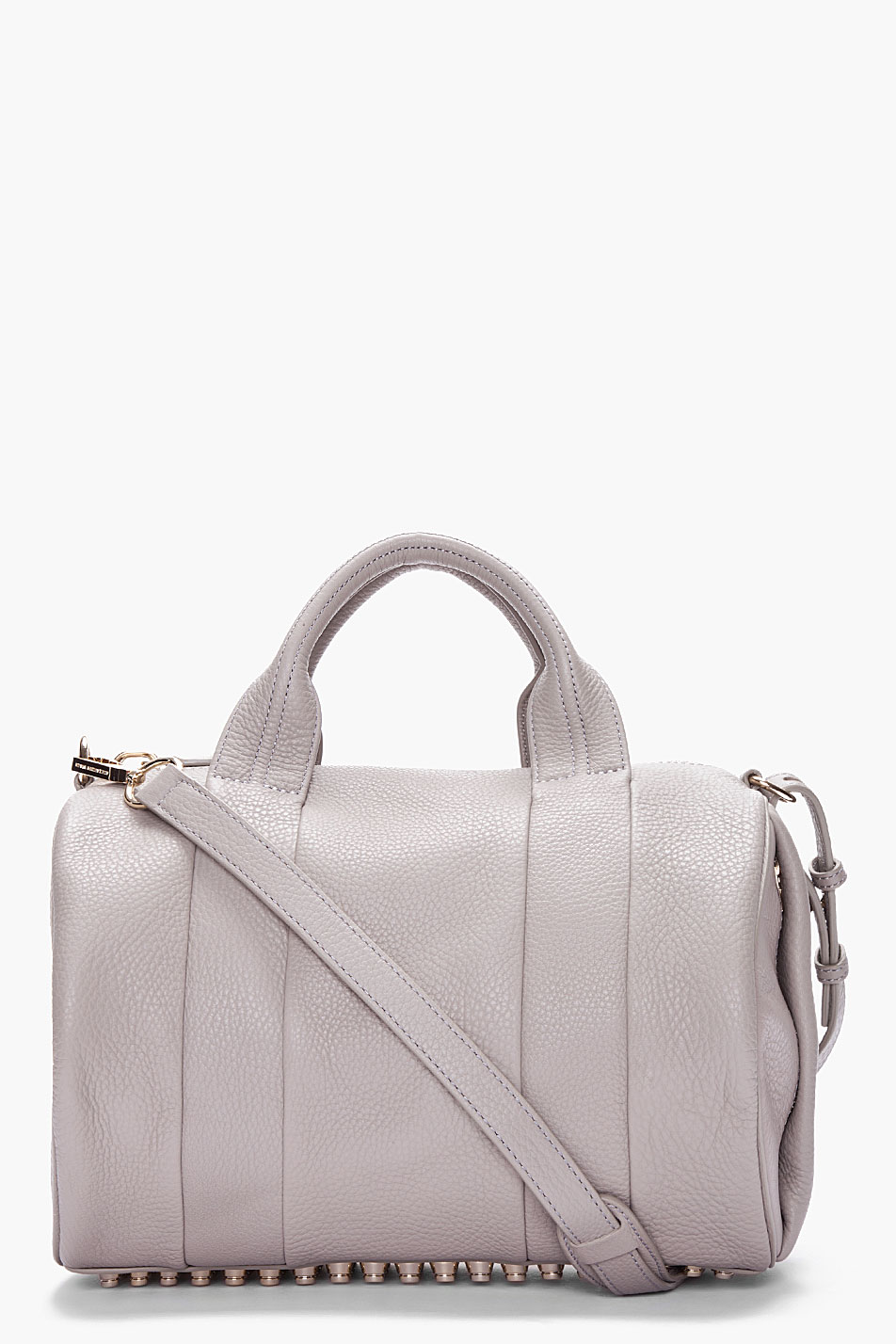 Alexander Wang Light Grey Leather Rocco Studded Duffle Bag in Gray ...
