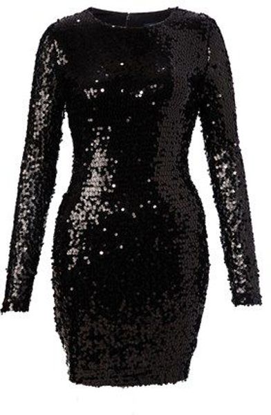 French Connection Lust Sequin Fitted Dress in Black | Lyst