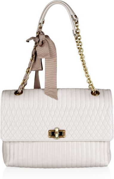 Lanvin Happy Large Quilted Leather Shoulder Bag in White (gray) | Lyst