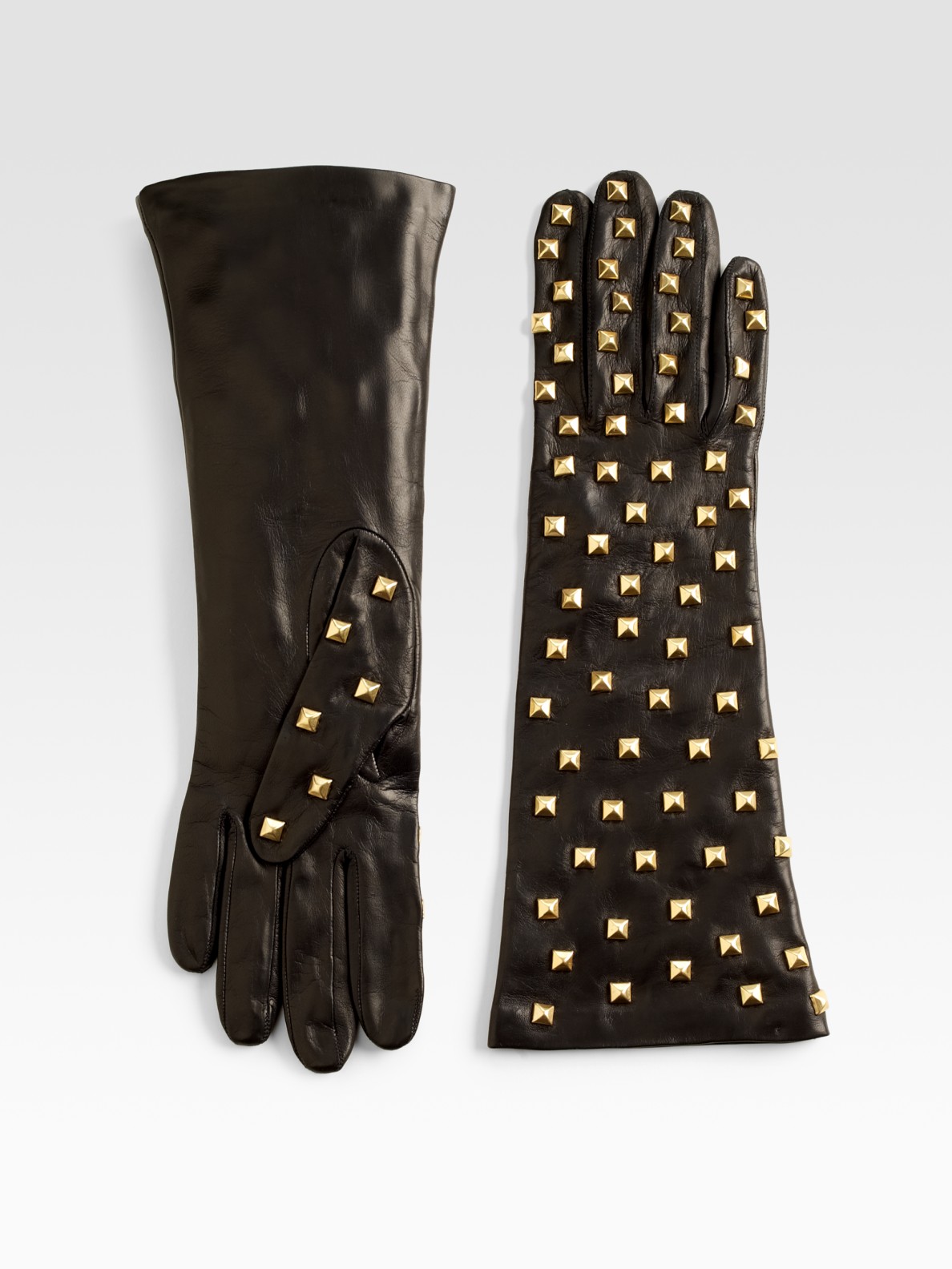 Lyst Portolano Nappa Studded Leather Gloves in Black