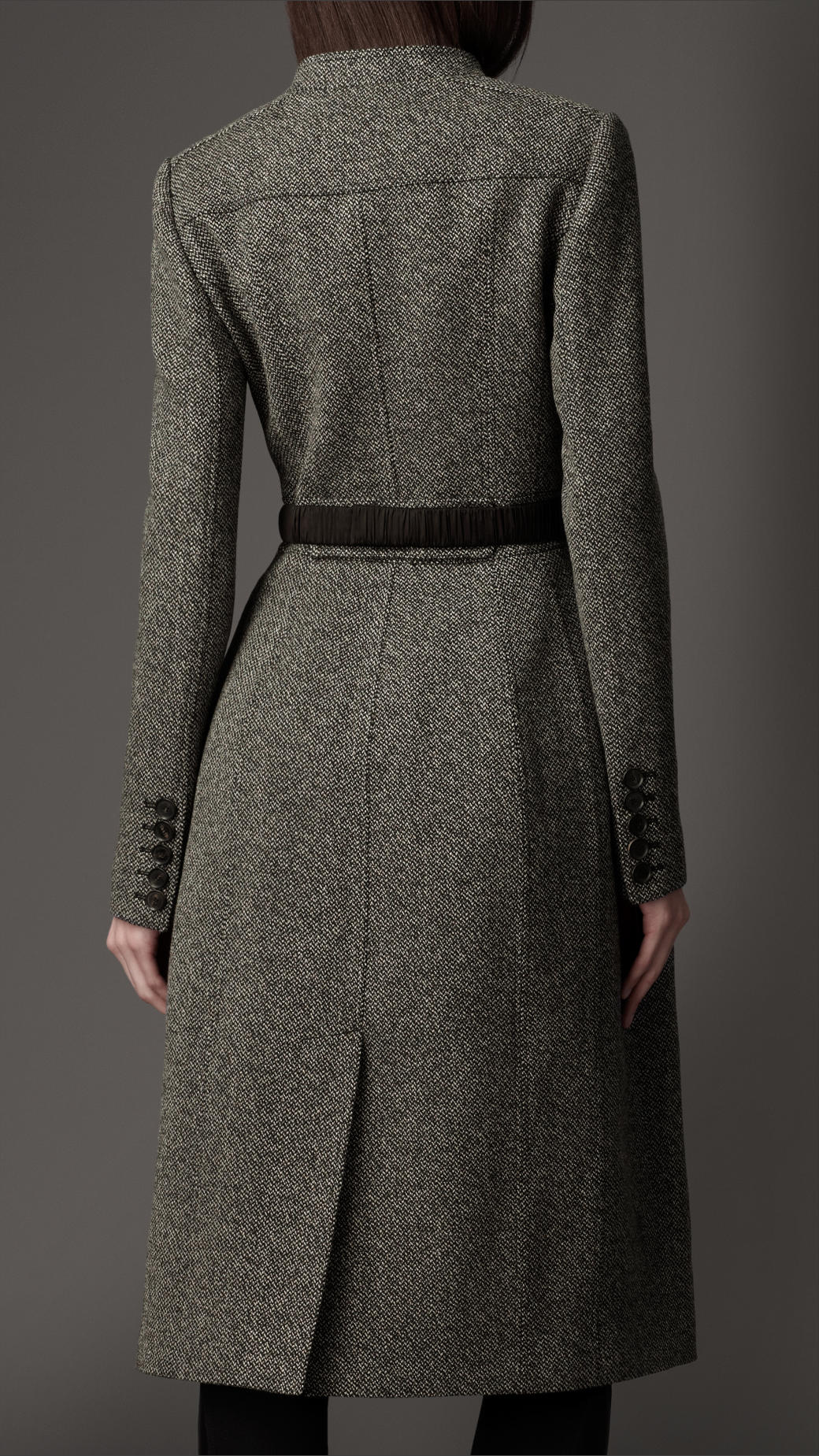 Lyst - Burberry Wool Full Skirt Coat in Gray